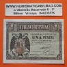. 1 Billete MUY CIRCULADO x ESPAÑA 1 PESETA 1938 ABRIL 30 BURGOS AGUILA Color VERDE Serie L Pick 108 Spain banknote