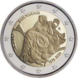 . @ENVÍO HOY@ SAN MARINO 2 EUROS 2026 TIZIANO 450 AÑOS DE SU MUERTE Pintor 1ª MONEDA CONMEMORATIVA ESTUCHE BLISTER