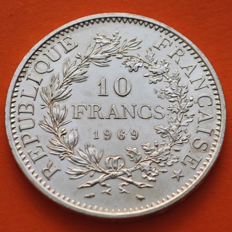 FRANCIA 10 FRANCOS 1969 HERCULES KM.932 MONEDA DE PLATA EBC + IMPERFECCIONES France 10 Francs 0,72 ONZAS R/4