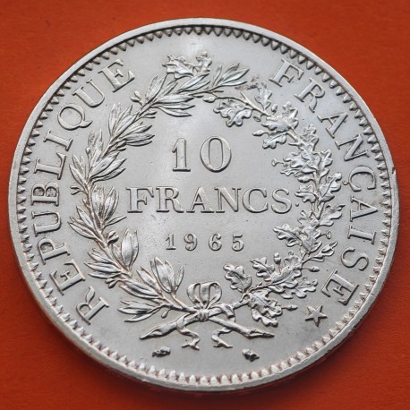 FRANCIA 10 FRANCOS 1965 HERCULES KM.932 MONEDA DE PLATA EBC + IMPERFECCIONES France 10 Francs 0,72 ONZAS R/4