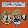 . @1,70 ONZAS de PLATA PURA@ ESPAÑA 4 MEDALLAS con ANTIGUAS MONEDAS 1528 a 1869 BAÑO DE ORO ESTUCHE y CERTIFICADO