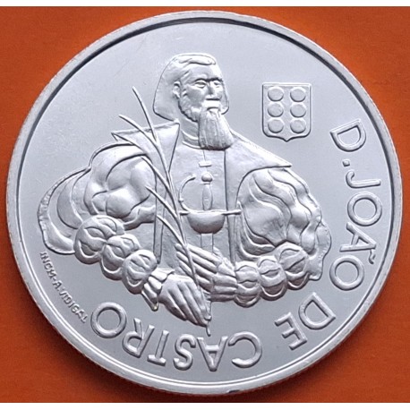 PORTUGAL 1000 ESCUDOS 2000 JOAO DE CASTRO CON ARMADURA MEDIEVAL KM.732 MONEDA DE PLATA SC- Silver