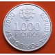 PORTUGAL 1000 ESCUDOS 2000 JOAO DE CASTRO CON ARMADURA MEDIEVAL KM.732 MONEDA DE PLATA SC- Silver