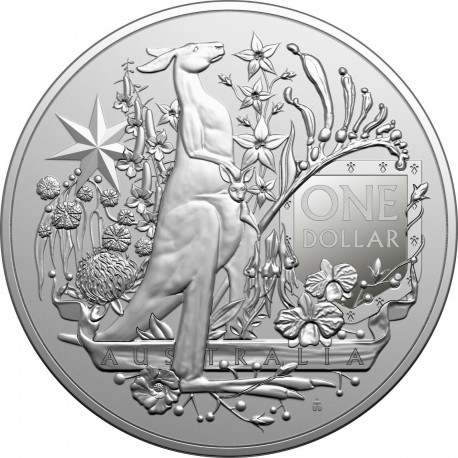 . 1 aaaaacoin AUSTRALIA 1 DOLAR 2021 CANGURO y EMU Serie Coat of Arms 1ª MONEDA DE PLATA OZ ONZA cápsula