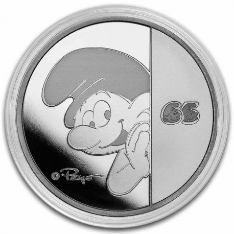 . 1 aaaaaaacoin NIUE 2 DOLARES 2023 LOS PITUFOS 65 Aniversario 15.000 MONEDAS DE PLATA Oz ONZA SMURFS