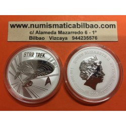 @RARA@ TUVALU 1 DOLAR 2016 STAR TREK USS ENTERPRISE MONEDA DE PLATA PURA SC $1 Dollar coin 1 ONZA 2016 OZ OUNCE