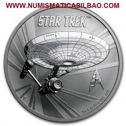 . @RARA@ TUVALU 1 DOLAR 2016 STAR TREK USS ENTERPRISE MONEDA DE PLATA PURA SC $1 Dollar coin 1 ONZA 2016 OZ OUNCE