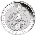 AUSTRALIA 1 DOLAR 2020 KOOKABURRA PAJARO 30 ANIVERSARIO 1990 MONEDA DE PLATA PURA SC $1 Dollar OZ silver 1 ONZA