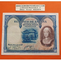 @EMITIDO por EL BANCO REPUBLICANO en 1936@ ESPAÑA 500 PESETAS 1927 REINA ISABEL Sin Serie 1657827 Pick 73C BILLETE MBC-
