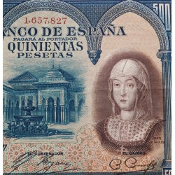 @EMITIDO por EL BANCO REPUBLICANO en 1936@ ESPAÑA 500 PESETAS 1927 REINA ISABEL Sin Serie 1657827 Pick 73C BILLETE MBC-