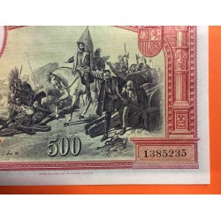 . @ESPECTACULAR y MUY RARO@ ESPAÑA 500 PESETAS 1935 HERNAN CORTES Sin Serie 1385235 Pick 89 BILLETE SIN CIRCULAR SC PLANCHA