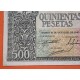 ESPAÑA 500 PESETAS 1940 ENTIERRO del CONDE ORGAZ Sin Serie 0195571 Pick 124 @RARO BILLETE@ Spain