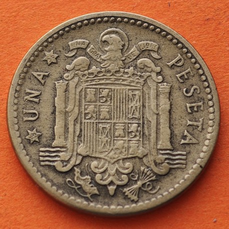 @RARA - Estrella 56 VISIBLE@ ESPAÑA 1 PESETA 1947 * 19 56 FRANCO y AGUILA FRANQUISTA MONEDA DE LATON MBC ESTADO ESPAÑOL R/3