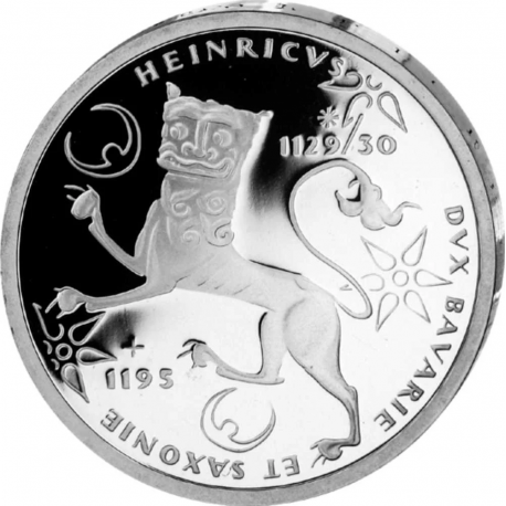 @PROOF + CÁPSULA@ ALEMANIA 10 MARCOS 1995 F MONSTRUO MUERTE DE ENRIQUE EL LEÓN KM.185 MONEDA DE PLATA Germany silver BRD