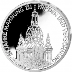 @PROOF + CÁPSULA@ ALEMANIA 10 MARCOS 1995 J RUINAS DE FRAUEN KIRCHE EN DRESDE KM.185 MONEDA DE PLATA Germany 10 Marks silver BRD