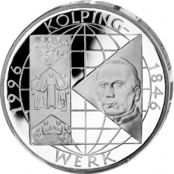 @PROOF - CÁPSULA@ ALEMANIA 10 MARCOS 1996 A ONG MUNDIAL KOLPINGWERK KM.188 MONEDA DE PLATA Germany 10 Marks silver BRD