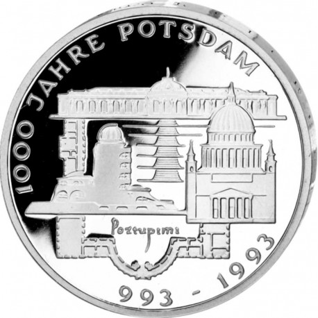 @PROOF + CÁPSULA@ ALEMANIA 10 MARCOS 1993 F CIUDAD POSTDAM KM.180 MONEDA DE PLATA Germany 10 Marks silver BRD