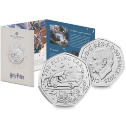 . 1 aaaaaaacoin @24/ABRIL Envío@ INGLATERRA 50 PENIQUES 2022 FLYING CAR Serie HARRY POTTER MONEDA DE NICKEL SC Royal Mint Set