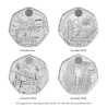 . 1 aaacoin INGLATERRA 50 PENIQUES 2024 HAN SOLO y CHEWBACC 4ª MONEDA DE NICKEL Mint Set