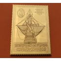 1,05 Onzas LINGOTE DE PLATA PURA y BAÑO DE ORO x ESPAÑA forma de sello 20 CENTIMOS GALEÓN REY DE LOS MARES Año 1992
