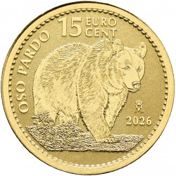 . 1 aaaaaaaacoin @28/ABRIL Envío@ ESPAÑA 15 EURO CENT 2026 OSO PARDO 3,11 gramos ORO PURO 999,9 MONEDA 1/10 ONZA FNMT