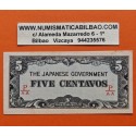 JAPON 5 CENTAVOS 1942 OCUPACION DE FILIPINAS 2ª GUERRA MUNDIAL Pick 103A BILLETE EBC Japanese Occupation WWII