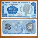 VENEZUELA 2 BOLIVARES 1989 SIMON BOLIVAR Pick 68 BILLETE SC UNC BANKNOTE