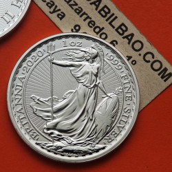 @1 ONZA 2020@ INGLATERRA 2 LIBRAS 2020 BRITANNIA MONEDA DE PLATA SC United Kingdom £2 Pounds silver coin OZ OUNCE