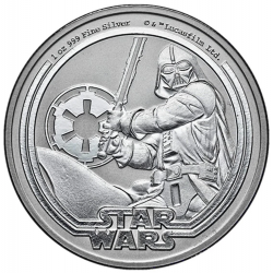 . @24 ABRIL Envío@ NIUE 2 DOLARES 2026 DARTH VADER y ESPADA LASER STAR WARS MONEDA DE PLATA OZ 1 ONZA