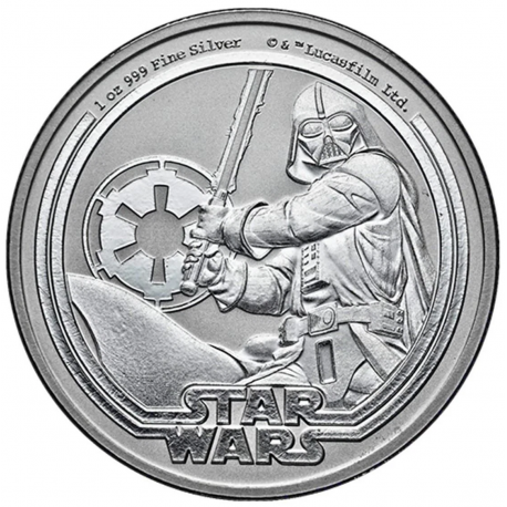 . @24 ABRIL Envío@ NIUE 2 DOLARES 2026 DARTH VADER y ESPADA LASER STAR WARS MONEDA DE PLATA OZ 1 ONZA