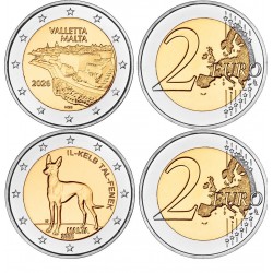 . @24/ABRIL Envío@ MALTA 2 EUROS 2026 SABUESO FARAÓN + CIUDADELA de VALLETTA **NO ESTUCHE** 2 MONEDAS CONMEMORATIVAS