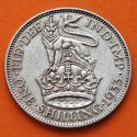 INGLATERRA 1 SHILLING 1933 JORGE V LEON SOBRE ESCUDO KM.833 MONEDA DE PLATA MBC+ UK silver