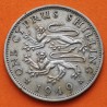 CHIPRE 1 SHILLING 1949 LEONES HERÁLDICOS y REY JORGE VI KM.31 MONEDA DE NICKEL MBC+ Cyprus Zypern