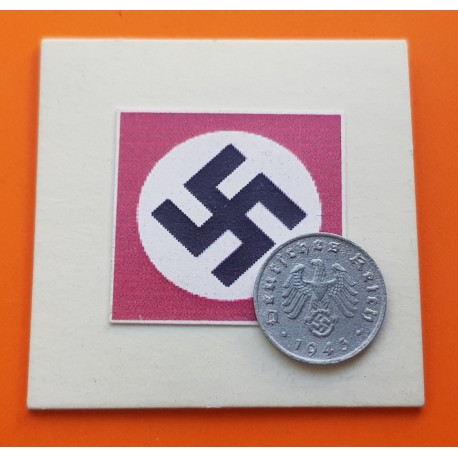 ALEMANIA 1 REICHSPFENNIG 1943 B AGUILA SOBRE ESVASTICA NAZI III REICH KM.97 MONEDA DE ZINC MBC++ Germany