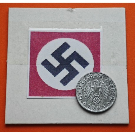ALEMANIA 1 REICHSPFENNIG 1944 B AGUILA SOBRE ESVASTICA NAZI III REICH KM.97 MONEDA DE ZINC MBC++ Germany III REICH