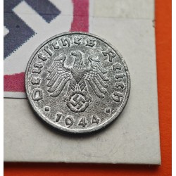 ALEMANIA 1 REICHSPFENNIG 1944 B AGUILA SOBRE ESVASTICA NAZI III REICH KM.97 MONEDA DE ZINC MBC++ Germany III REICH