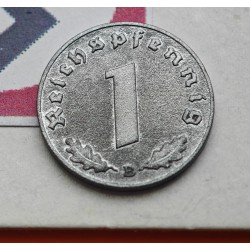 ALEMANIA 1 REICHSPFENNIG 1944 B AGUILA SOBRE ESVASTICA NAZI III REICH KM.97 MONEDA DE ZINC MBC++ Germany III REICH