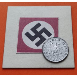 @ESCASA@ ALEMANIA 5 REICHSPFENNIG 1942 D AGUILA SOBRE ESVASTICA NAZI KM.100 MONEDA DE ZINC MBC+ Germany III Reich WWII