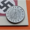ALEMANIA 10 REICHSPFENNIG 1940 J AGUILA SOBRE ESVASTICA NAZI KM.101 MONEDA DE ZINC MBC+ Germany III Reich WWII coin
