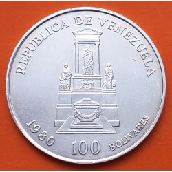 VENEZUELA 100 BOLIVARES 1980 SIMON BOLIVAR KM.56 MONEDA DE PLATA EBC @LIMPIADA@ silver coin R/2