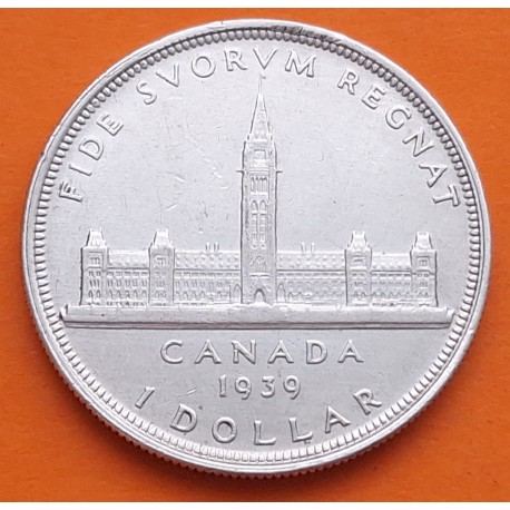CANADA 1 DOLAR 1939 PARLAMENTO VISITA REAL KM.38 MONEDA DE PLATA MBC++ Royal Visit silver coin R/1