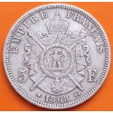 FRANCIA 5 FRANCOS 1868 A Ceca de PARÍS - EMPERADOR NAPOLEON III KM.799.1 MONEDA DE PLATA MBC France R/4