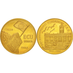 ITALIA ECU 1992 BANCO CENTRAL - TRATADO DE ROMA MONEDA DE PLATA PROOF 39 mm 0,74 onzas Tirada 7500