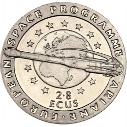 GIBRALTAR 2,8 ECUS 1993 ARIANE - PROGRAMA AERO ESPACIAL KM.630 MONEDA DE NICKEL SC