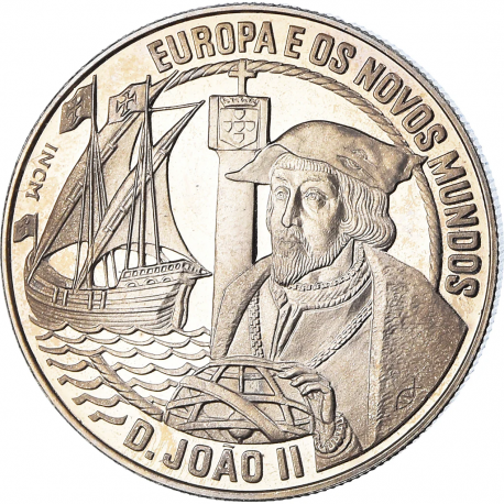 PORTUGAL 2,50 ECUS 1992 REY JOAO II y GALEÓN NUEVOS MUNDOS KM.X.24 MONEDA DE NICKEL PROOFLIKE