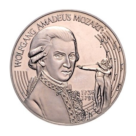 AUSTRIA 5 ECU 1996 WOLFGANG AMADEUS MOZART y BARCOS KM.X.27 MONEDA DE NICKEL PROOFLIKE + CERTIFICADO