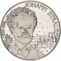AUSTRIA 5 ECU 1995 MÚSICO JOHANN STRAUSS y CIUDAD KM.X.22 MONEDA DE NICKEL PROOFLIKE + CERTIFICADO