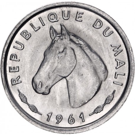 MALI 10 FRANCOS 1961 CABALLO DE PURA RAZA KM.3 MONEDA DE ALUMINIO SC Africa UNC 10 Francs Maliens