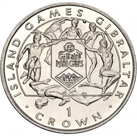 GIBRALTAR 1 CORONA 1995 ISLAND GAMES - SALTO DE ALTURA KM.331 MONEDA DE NICKEL SC 1 Crown QUEEN ELIZABETH II