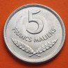 MALI 5 FRANCOS 1961 HIPOPOTAMO KM.2 MONEDA DE ALUMINIO SC Africa UNC 5 Francs Maliens